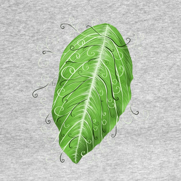 Swirly Green Leaf by Boriana Giormova